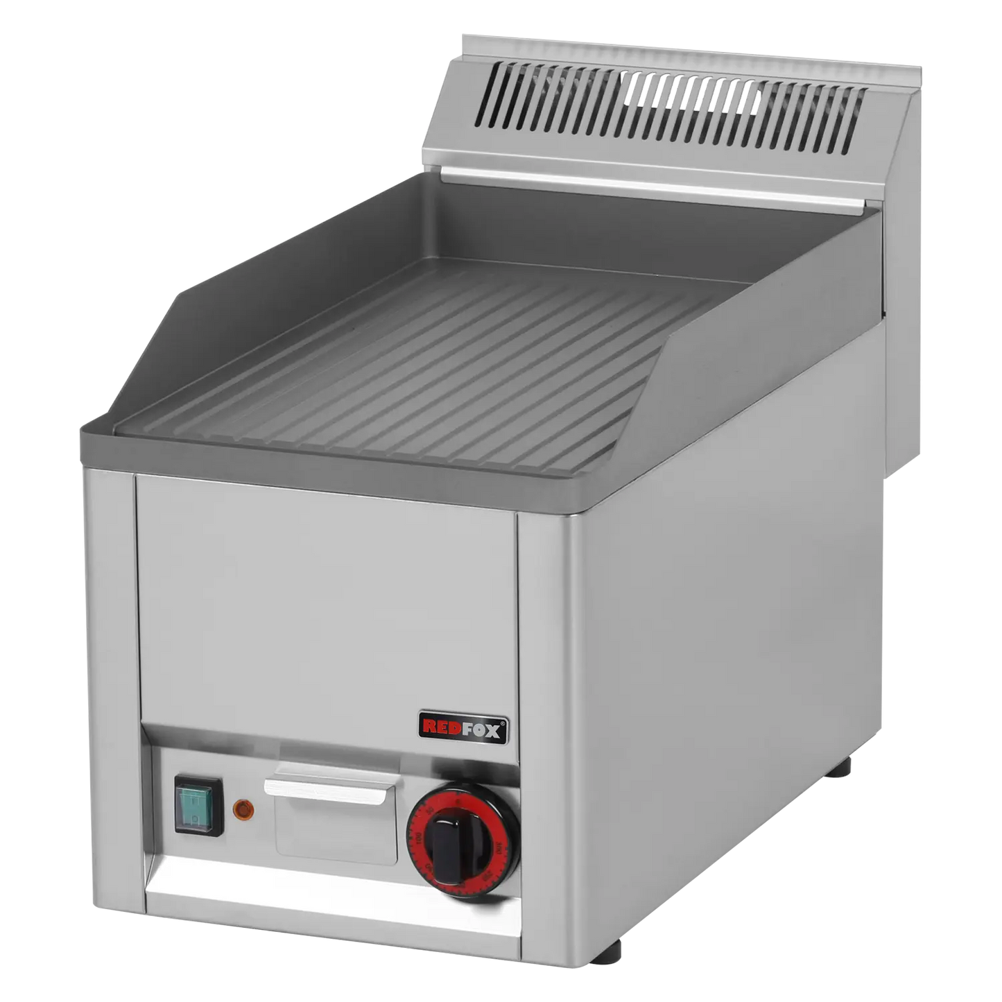 Fry-top griddle plate 32x48 electric grooved without cabinet 230 V | REDFOX - FTR 30 EL