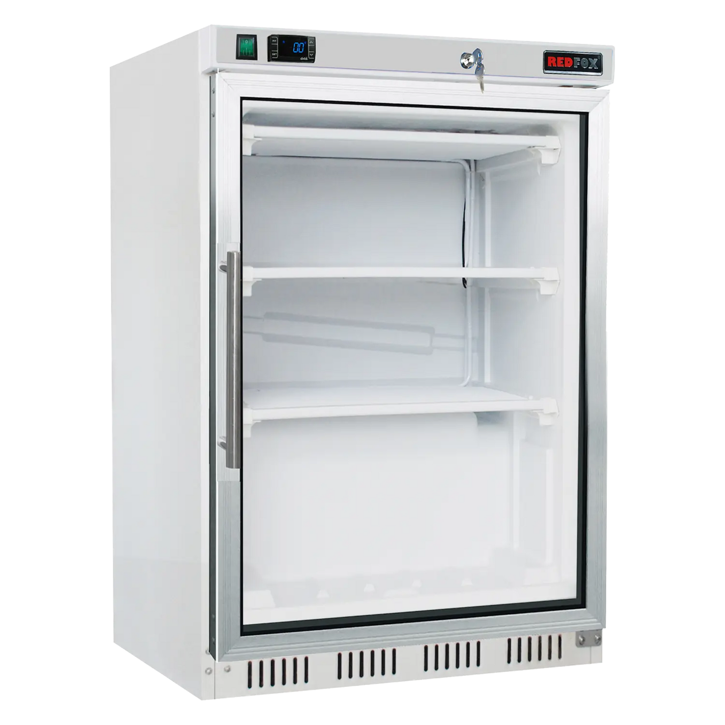 Freezing cabinet 130 l glass door 3x shelf, white | REDFOX - HF 200/G