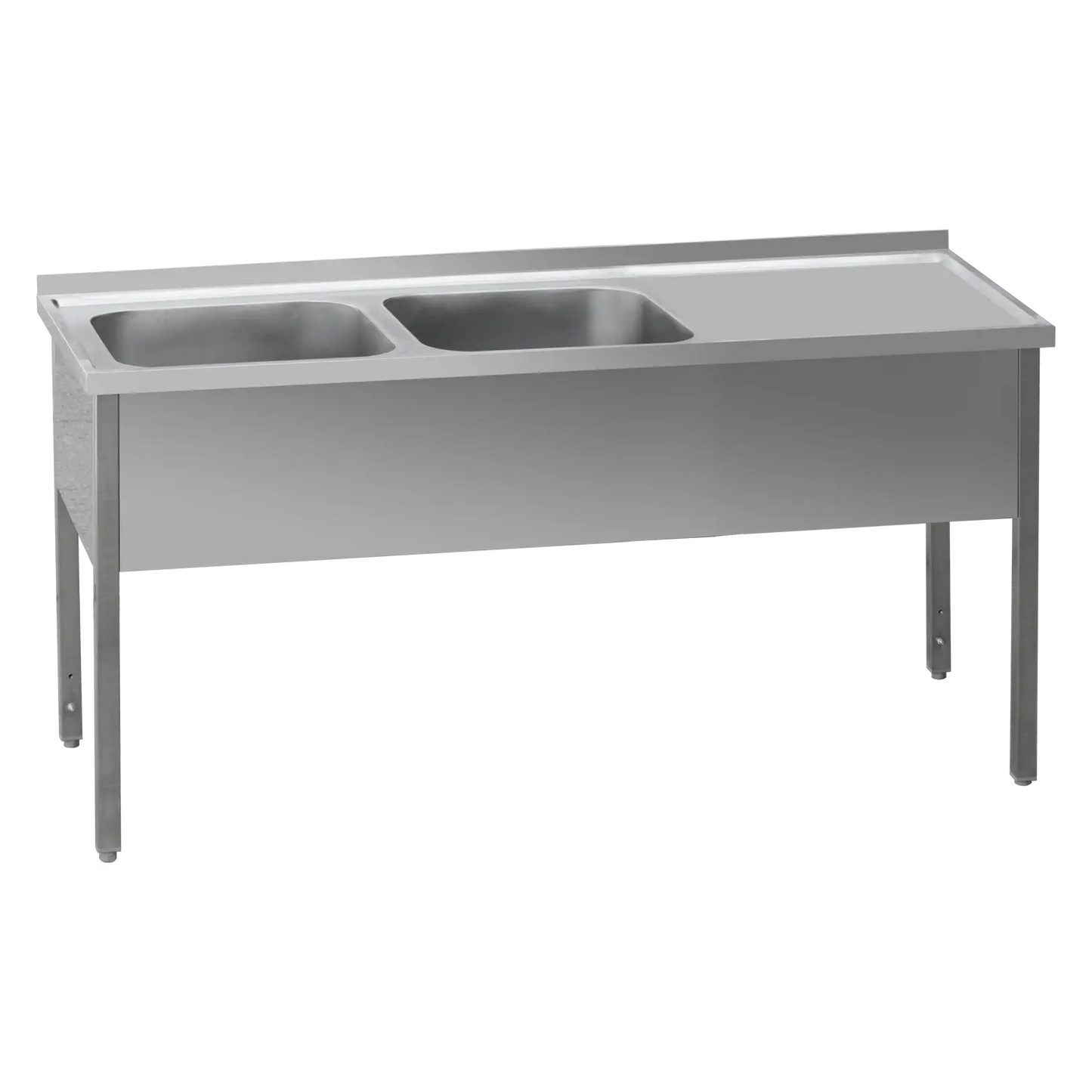 Washing table 190 -x70x90 - 2x sink 40x50x30 drain area right | REDFOX - MSDOP 7019