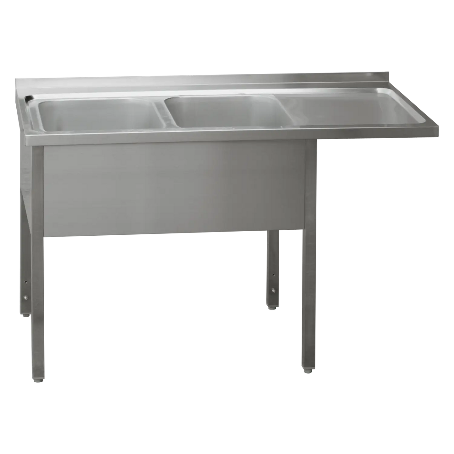 Washing table 190 -x70x90 - 2x sink 40x50x30 drain area right | REDFOX - MSDOP/M 7019