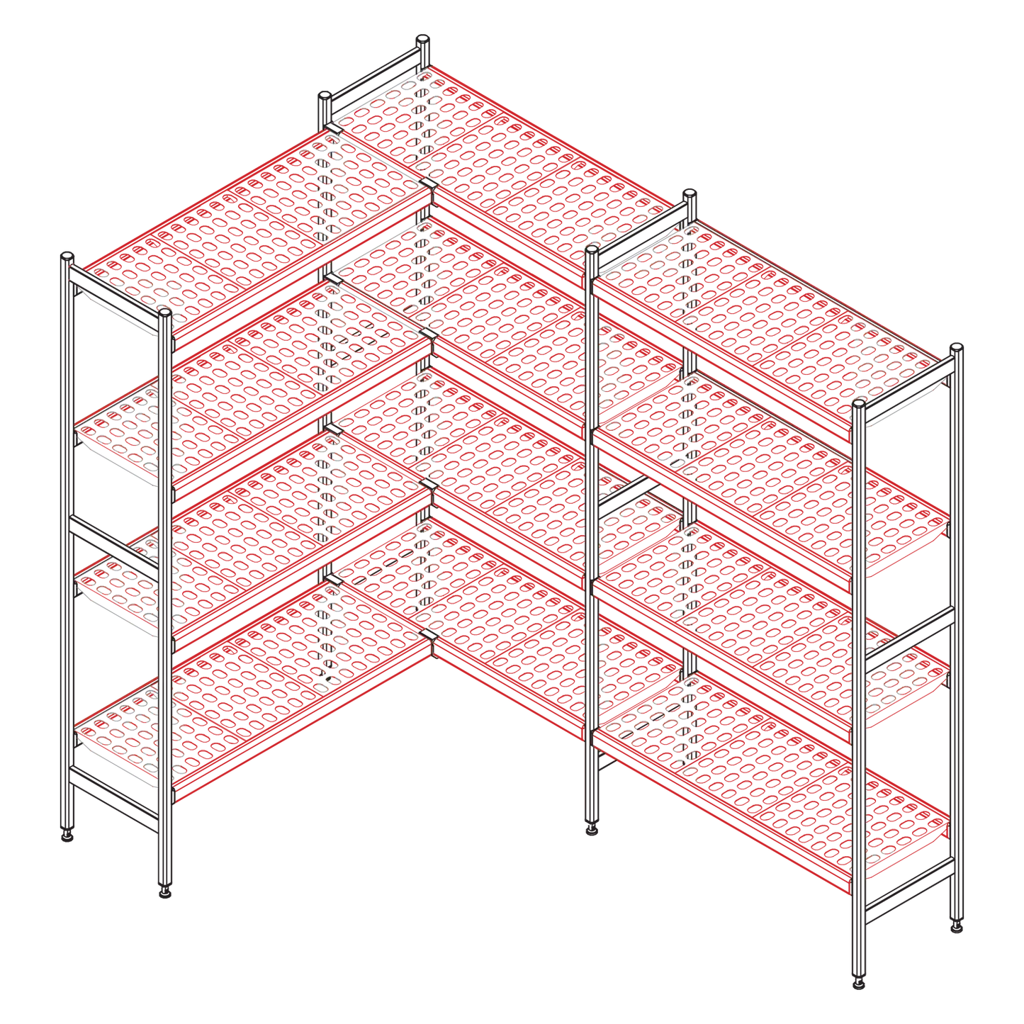 Aluminium shelf with polyethylen grids complete 373x1330 mm | RM - Police 373 / 1330 mm