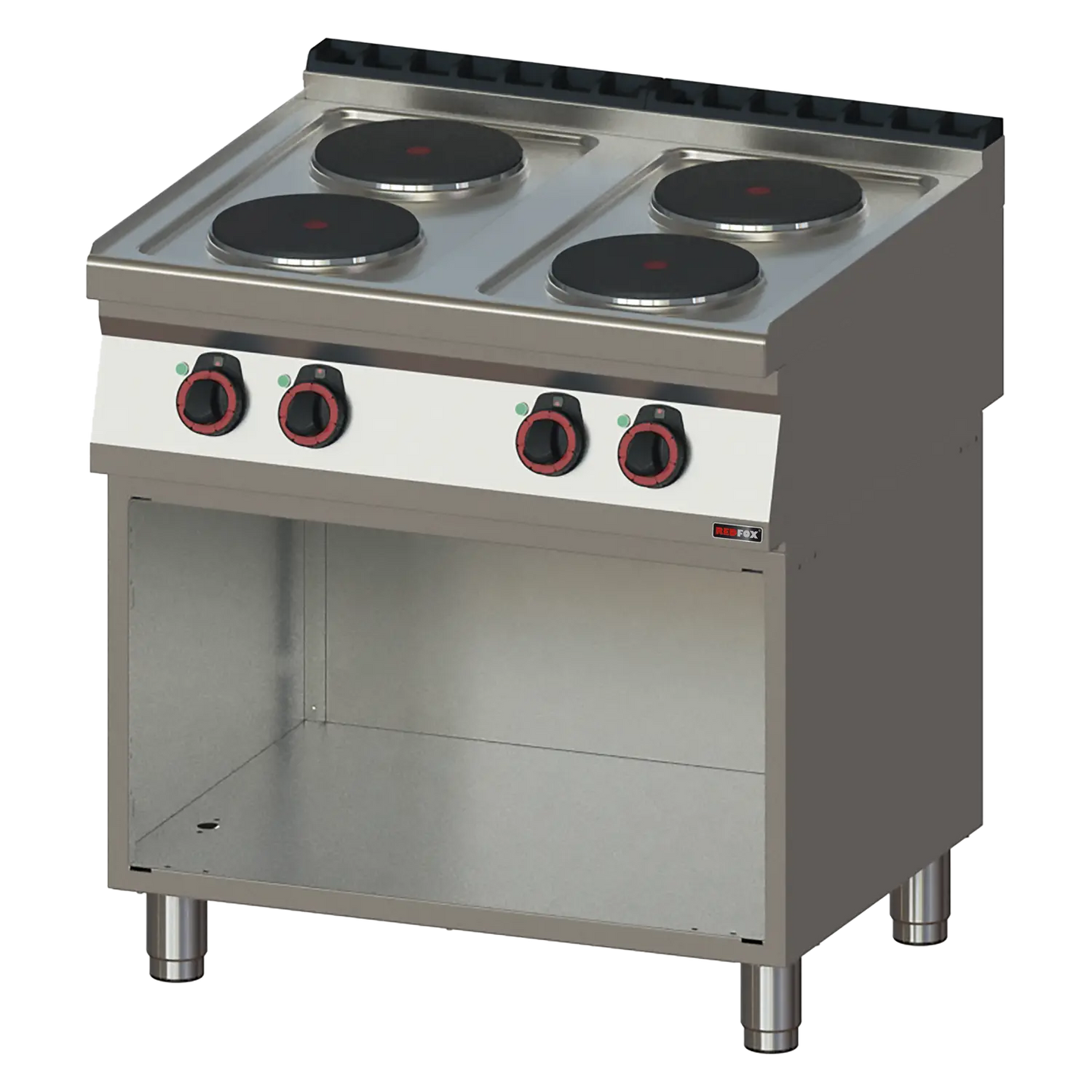 Cooking range electric 4x plate on open cabinet 400 V | REDFOX - SP 70/80 E