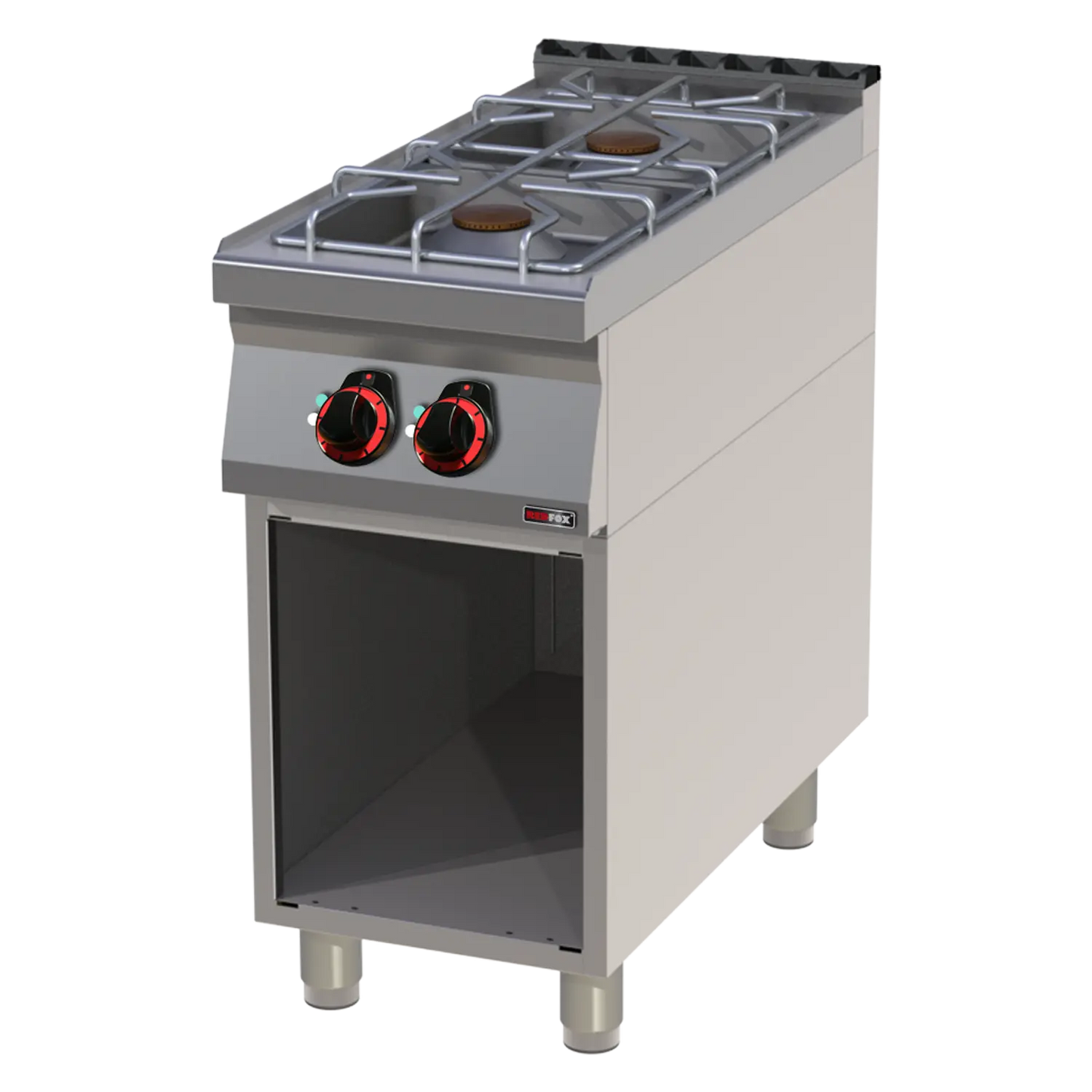 Cooking range gas 2x burner on open cabinet | REDFOX - SP 90/40 G