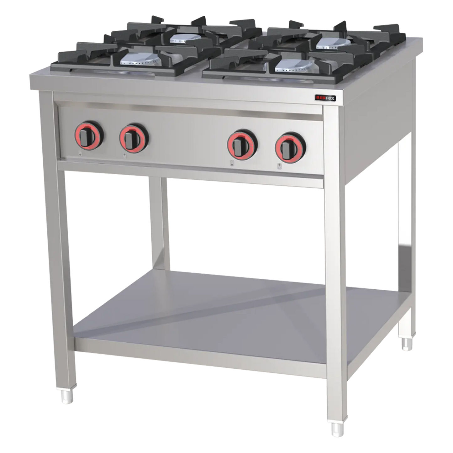 Cooking range gas 4x burner on open cabinet | REDFOX - SPF 80 G