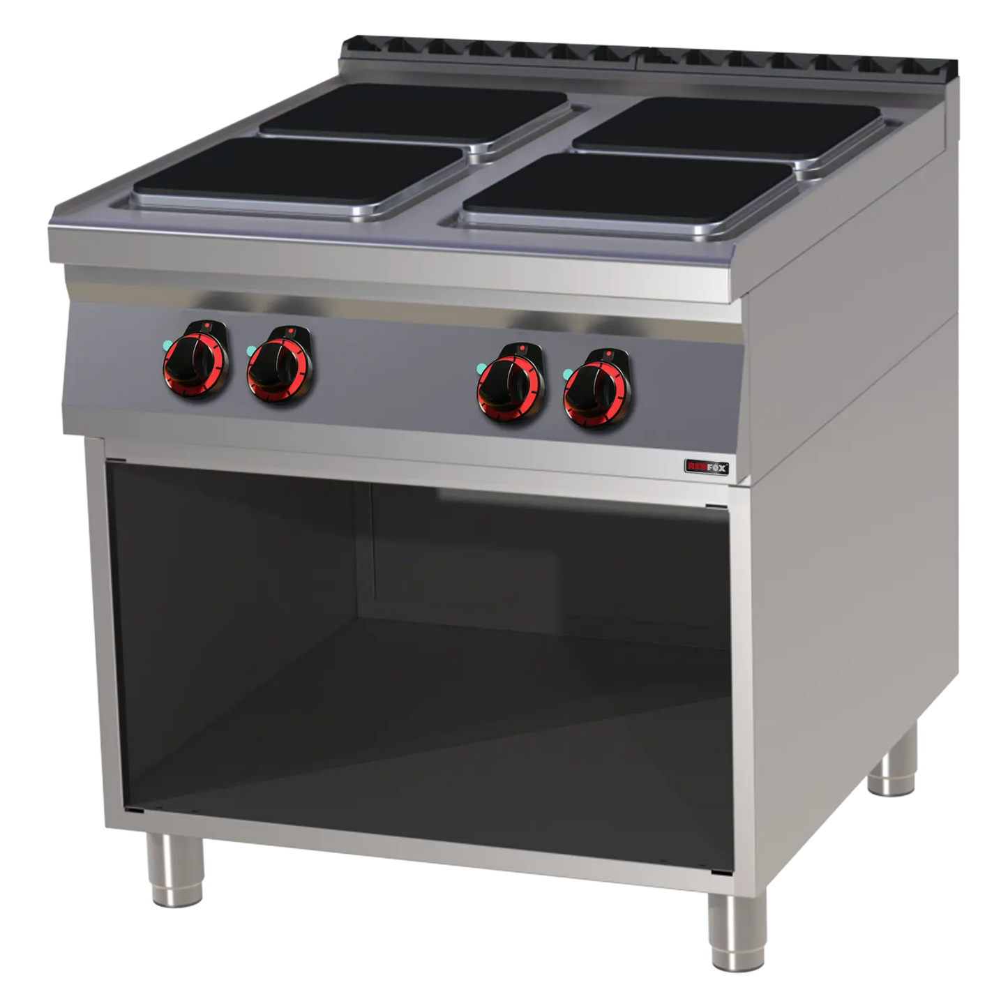 Cooking range electric 4x plate on open cabinet 400 V | REDFOX - SPQ 90/80 E