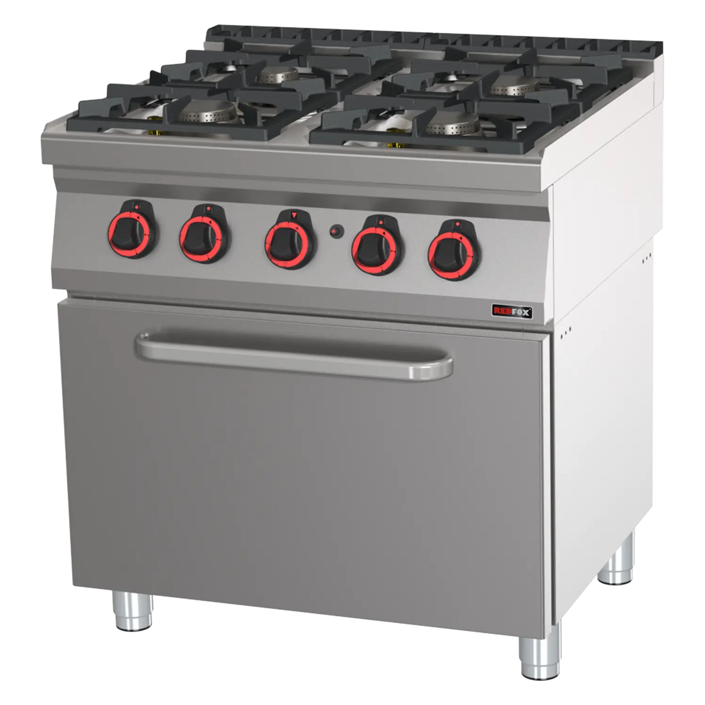 Cooking range gas with static gas oven GN 2/1 - 4x burner | REDFOX - SPT 70/80 21 G