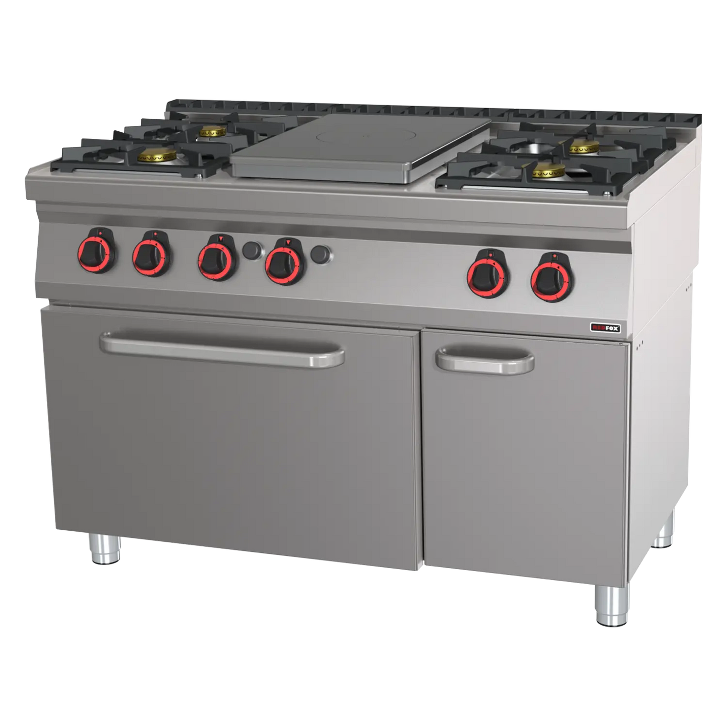 Cooking range solid top gas with static gas oven GN 2/1 - 5x burner | REDFOX - STPT 70/120 21 G