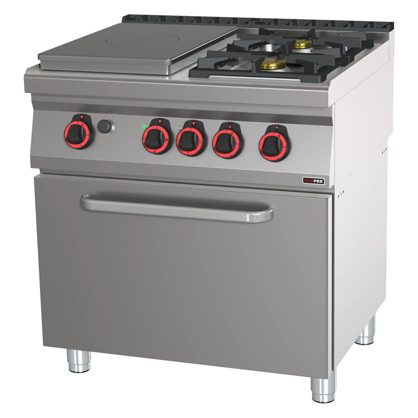 Cooking range solid top gas with static electric oven GN 2/1 - 3x burner | REDFOX - STPT 70/80 21 GE