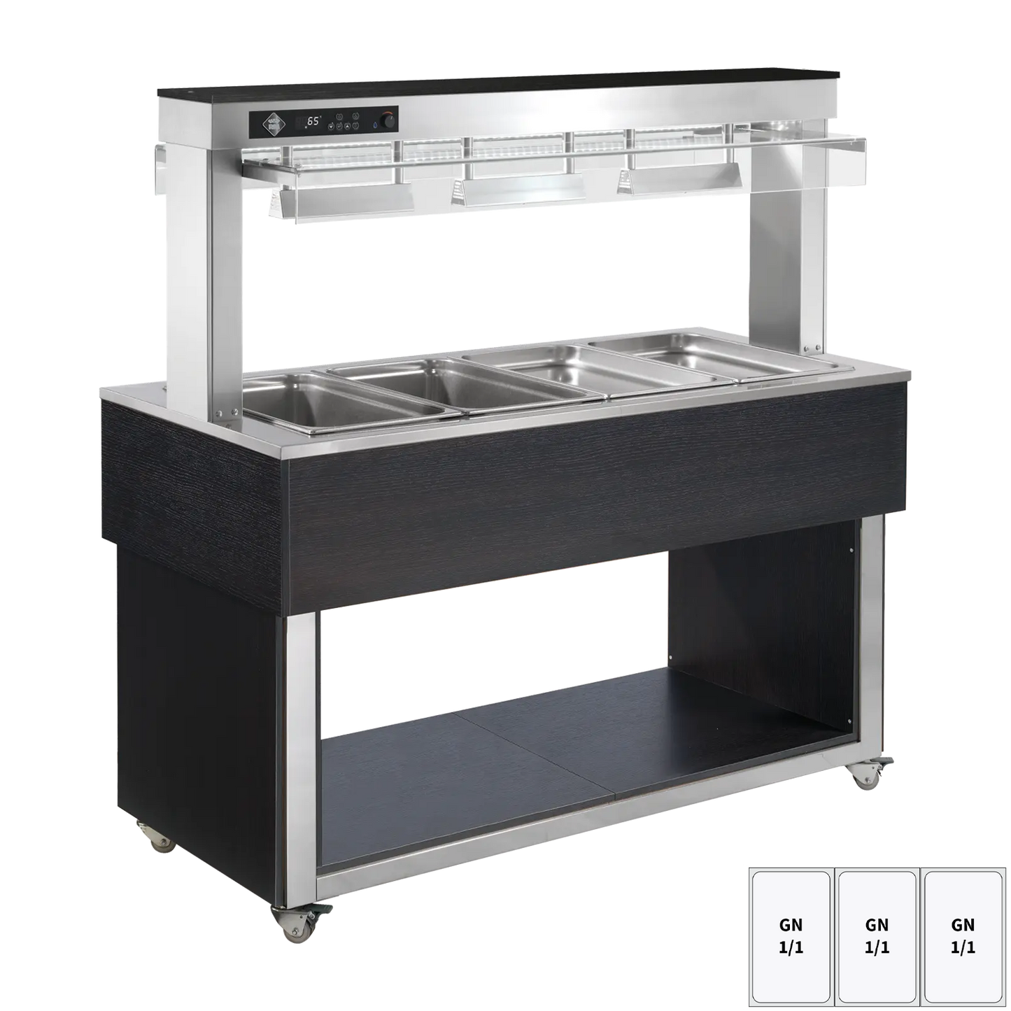 Food display island heated, bain marie tub GN 3-1/1 Wenge | RM - TR RED+ 3W