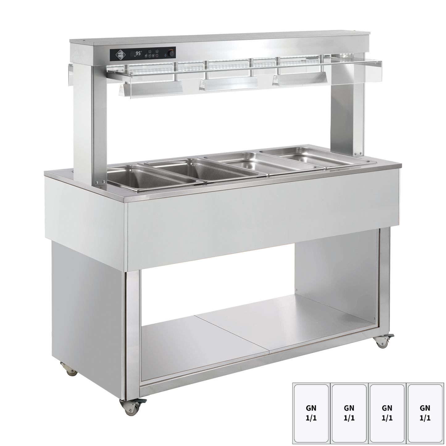 Food display island heated, bain marie tub GN 4-1/1 RAL | RM - TR RED+ 4R