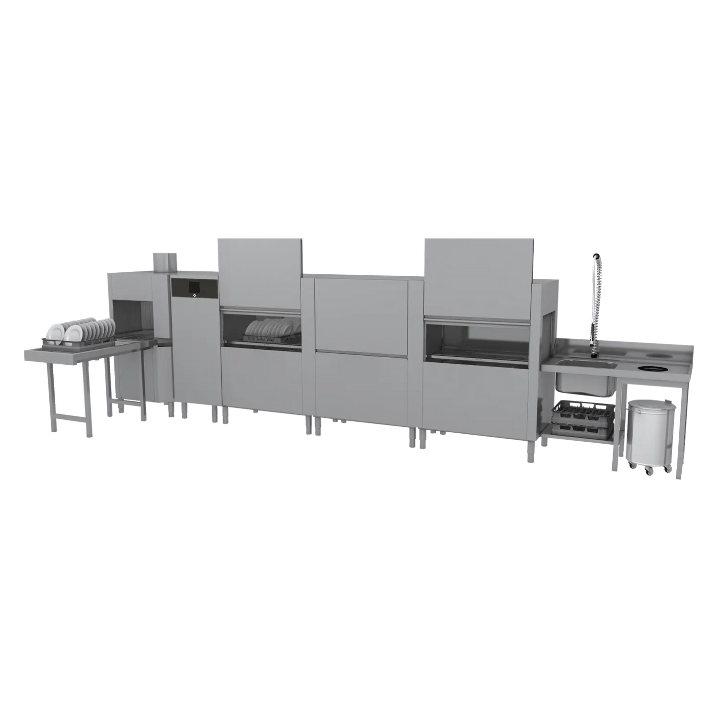Rack conveyor dishwasher 300, cold water, left exit, corner dryer | RM - XT 300 L U Y