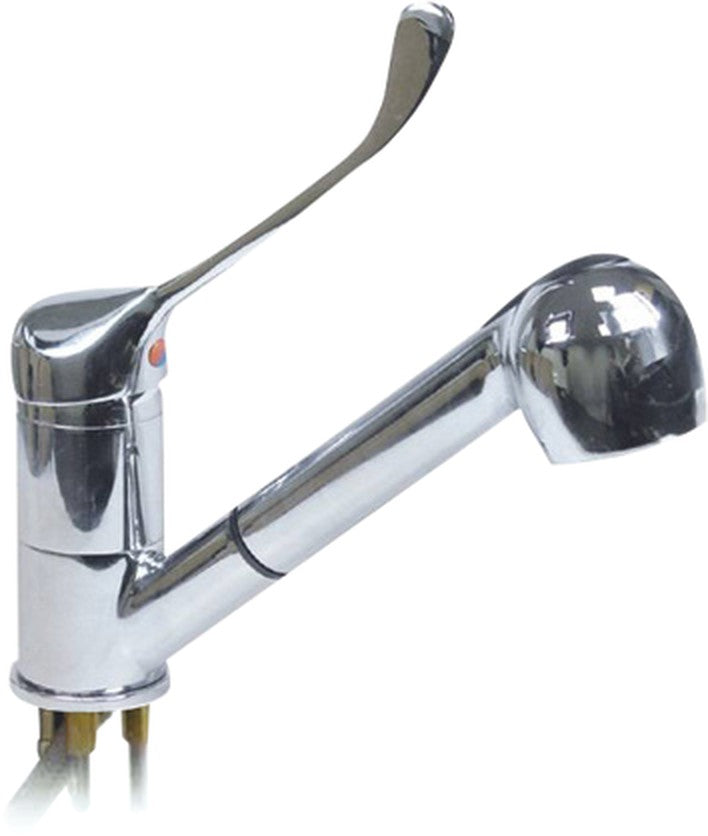 Vitrum bar tap AG-232, mixing faucet with pull-out spray head and long chrome lever