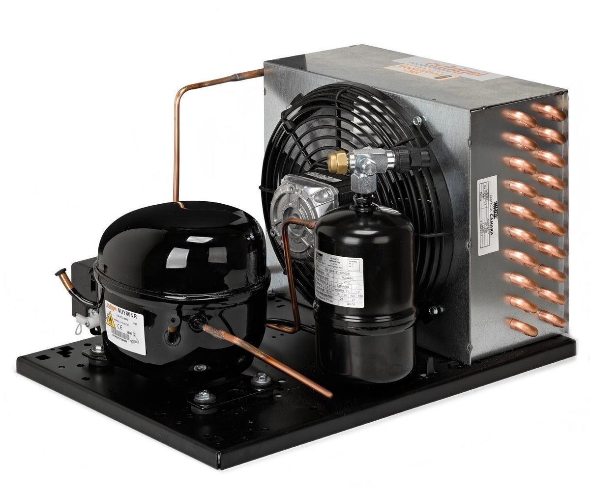 Cubigel R290 motor-compressor shown fitted in a condensing unit, representative photograph