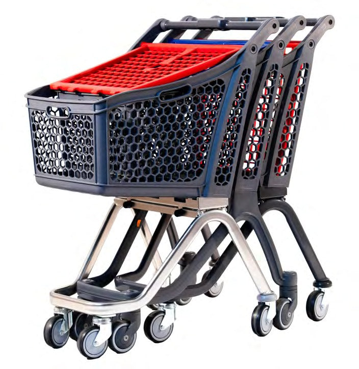 Damix Shopping Trolley Andy H75, 75 L, 75 kg — nested row of trolleys