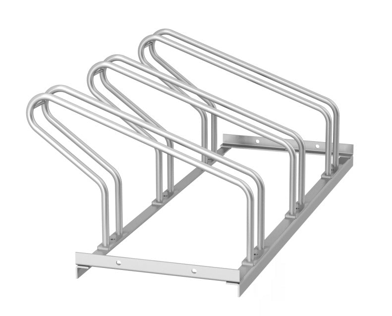 Damix Bicycle Rack, Three Stands, Zinc Coated — rack, side view