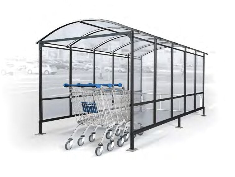 Damix Trolley Parking Shelter EURO-T L-7000 — long shelter with trolleys