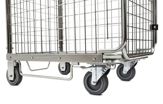 Damix Folding Roll Container KLS-C, 600x800x1800 mm, 400 kg — base and castor detail