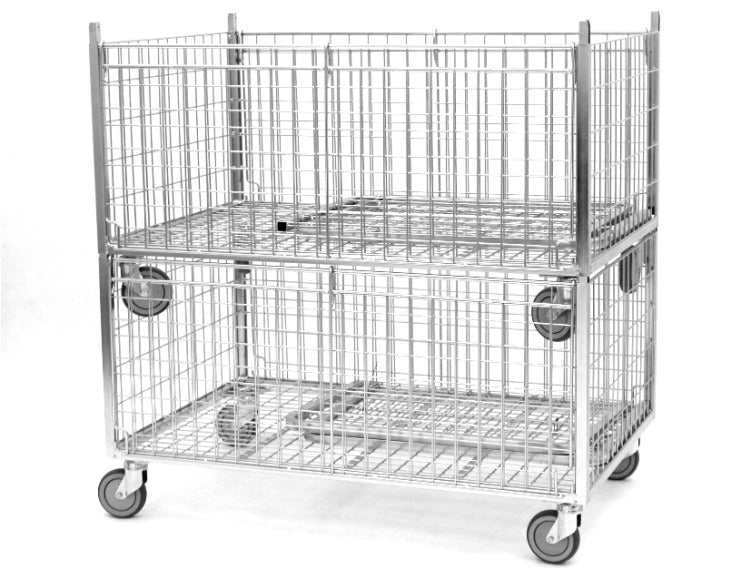 Damix Light Container 800x1200 H1200 mm, 200 kg — folded and stacked