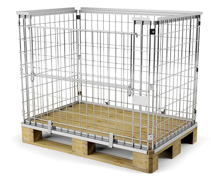 Damix Folding Pallet Box 1200x800, 900 kg — pallet box on a euro pallet