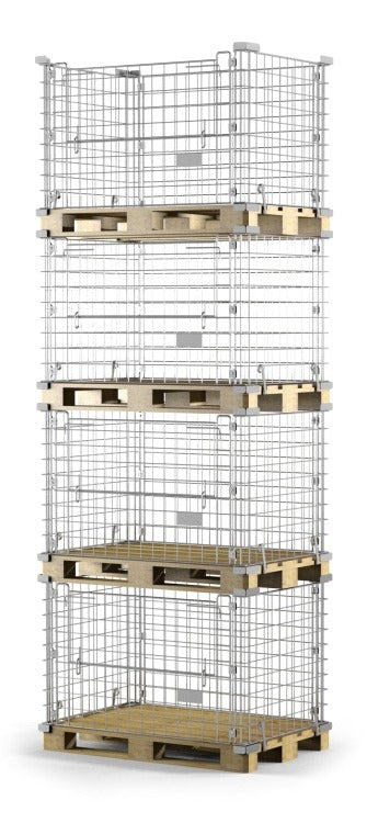 Damix Folding Pallet Box 1200x800 Light I, 900 kg — boxes stacked with pallets