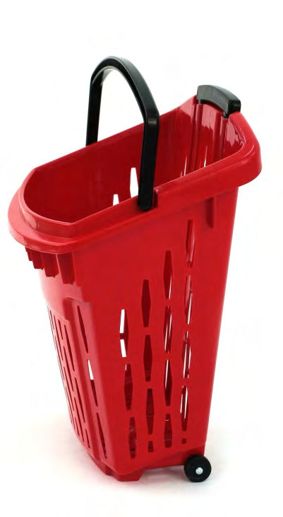 Damix Plastic Shopping Basket 40 L on Wheels with Handle — basket, three-quarter view