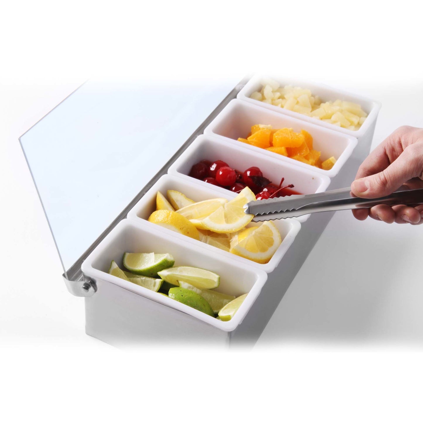 Condiment holder, Bar up, 5 containers, 375x140x(H)90mm