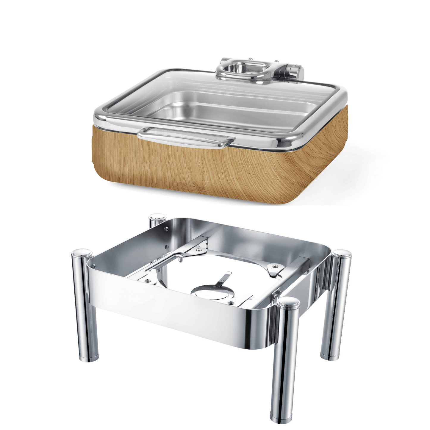 Madeira De Luxe frame for induction chafing dish GN 2/3 with glass lid