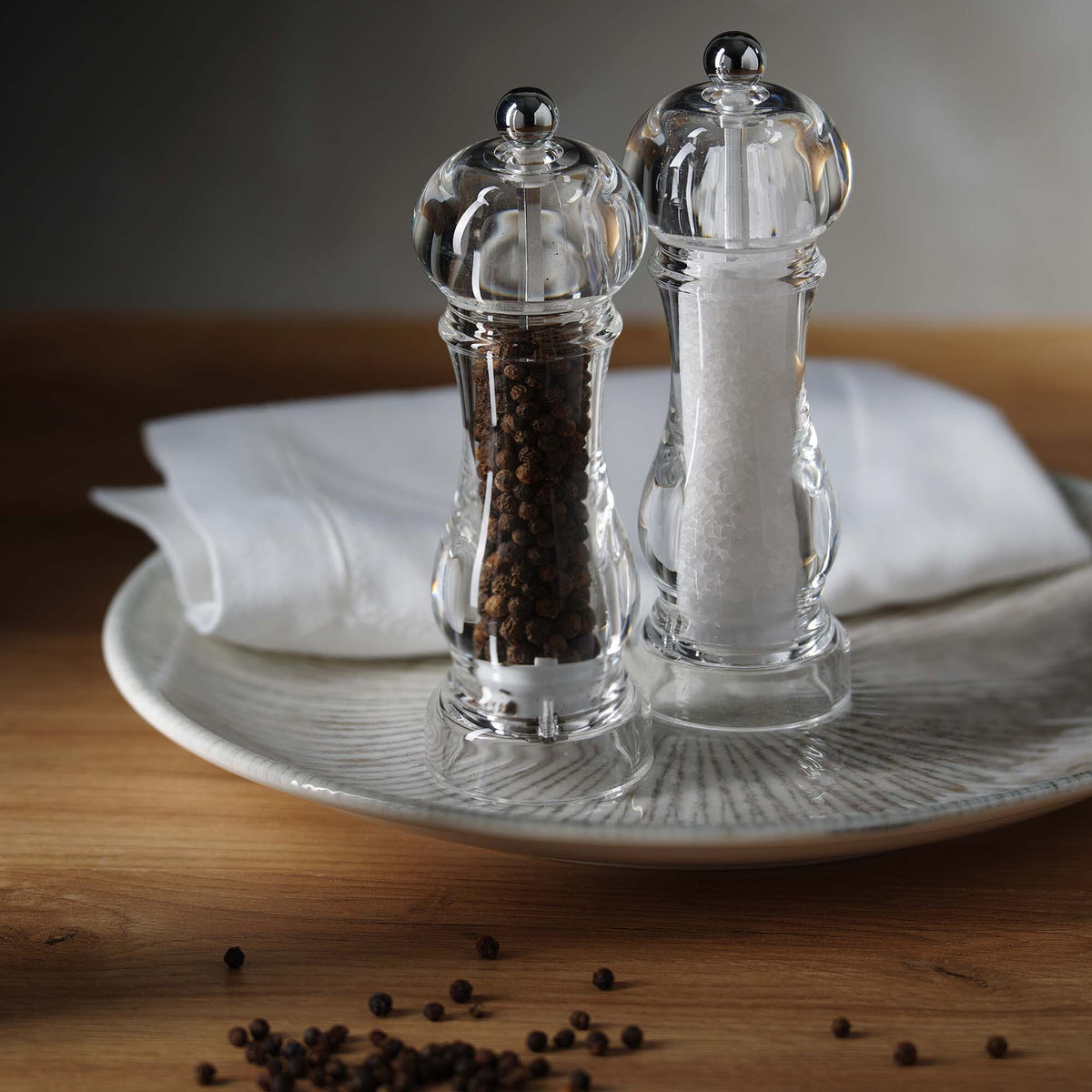 Claro acrylic salt and pepper mill set, 150mm