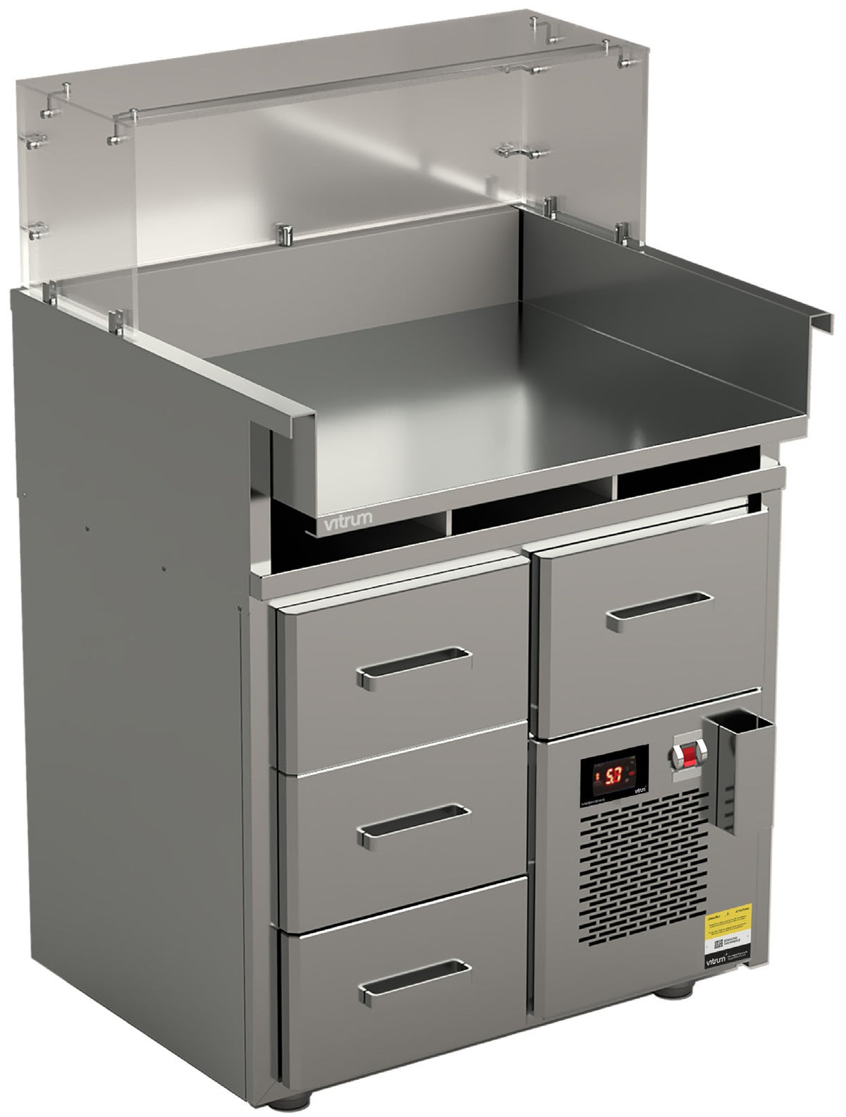 Vitrum hot dog station HDCT8_CK with glass canopy and four refrigerated GN 1/1 drawers