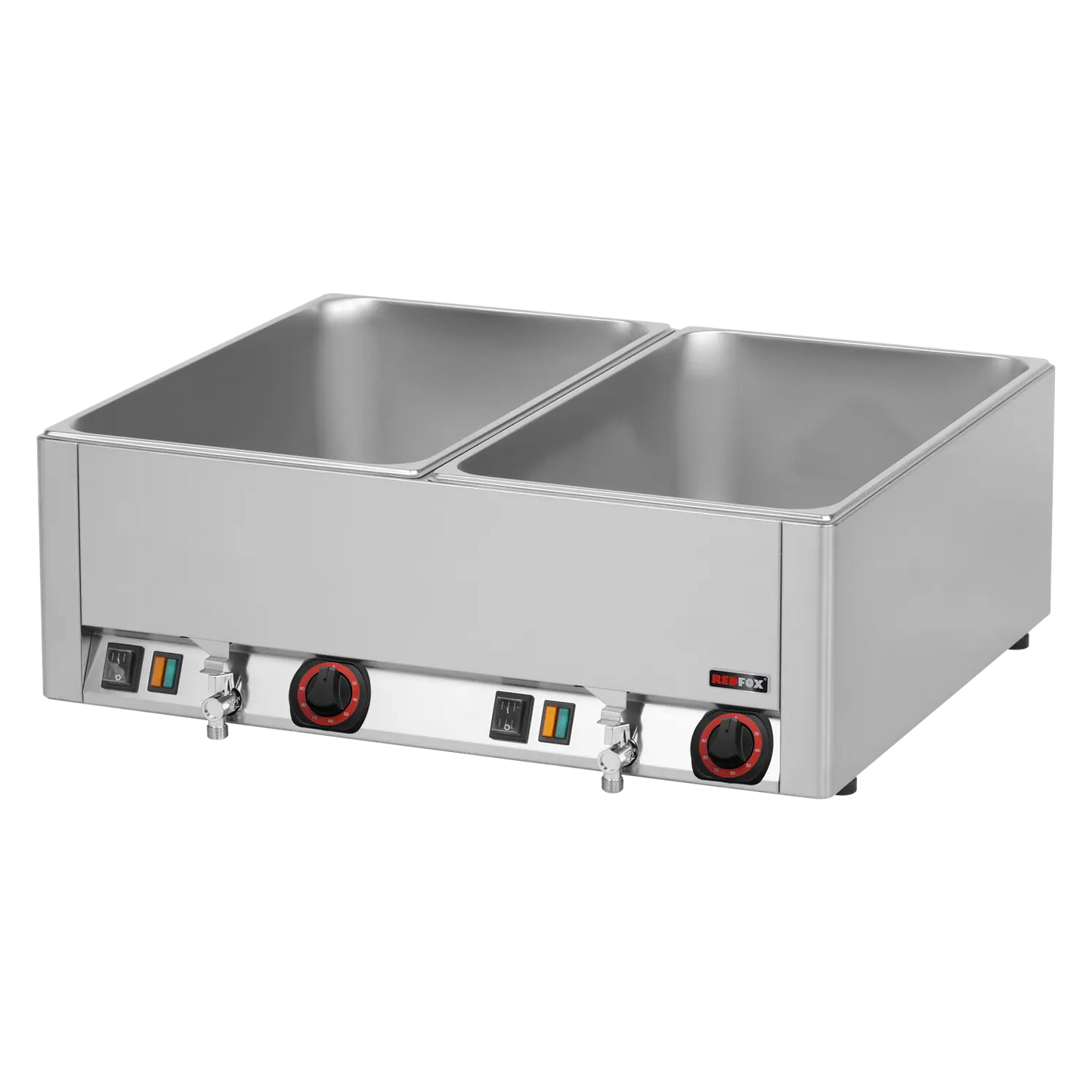 Bain marie electric 2x GN 1/1 - 150 counter top with drain tap | REDFOX - BMV 2115