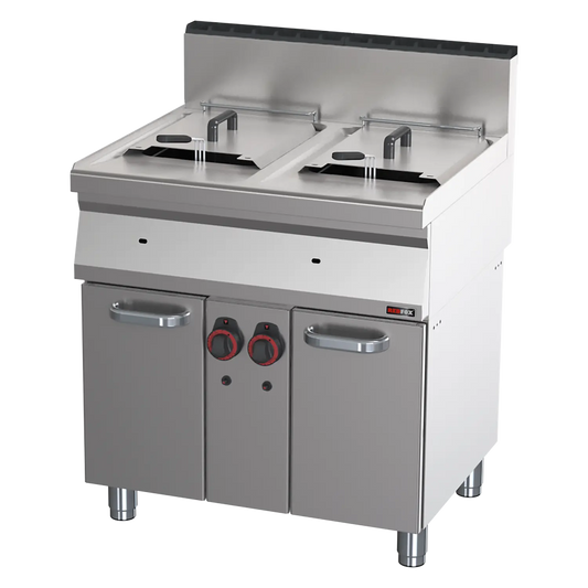 Gas fryer 2 baskets 0,8 kW/l, 15+15 l on cabinet | REDFOX - FE 70/80 G