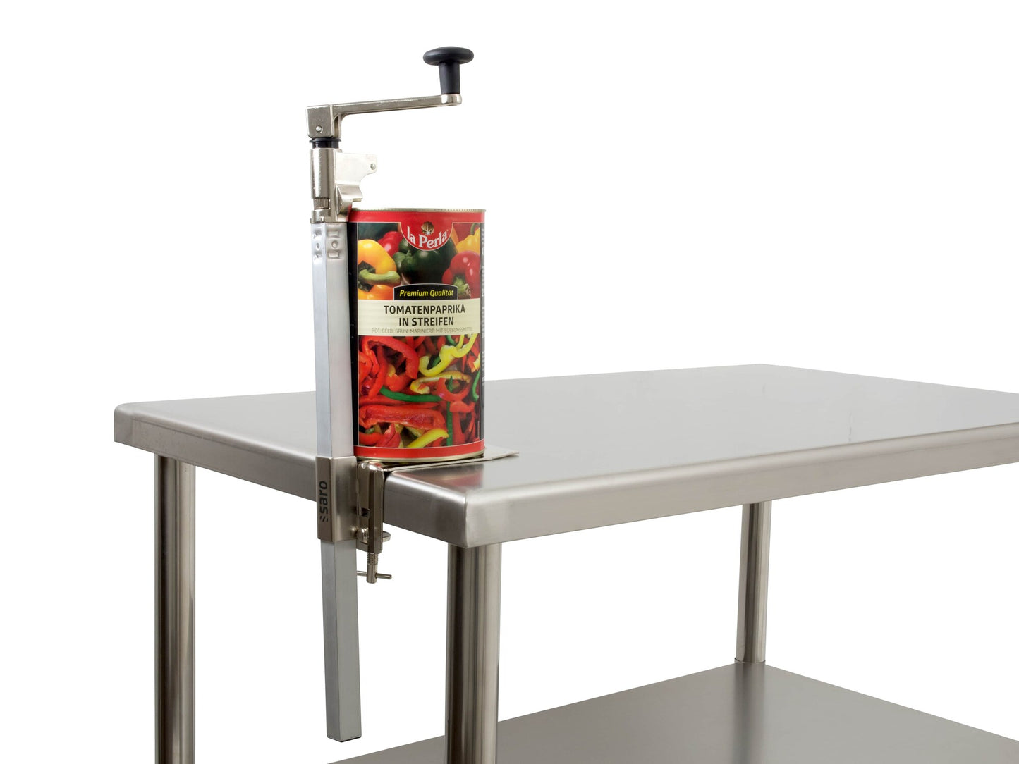 Saro CARRA can opener mounted on a worktop edge
