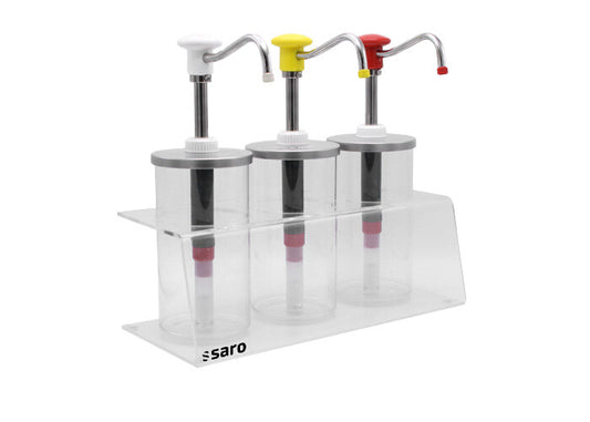 Saro PLX-R-BK-1650 ml dispenser, three containers on stand