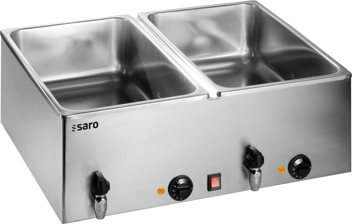 Saro BMH 160-2 bain-marie, twin stainless steel baths with two drain taps