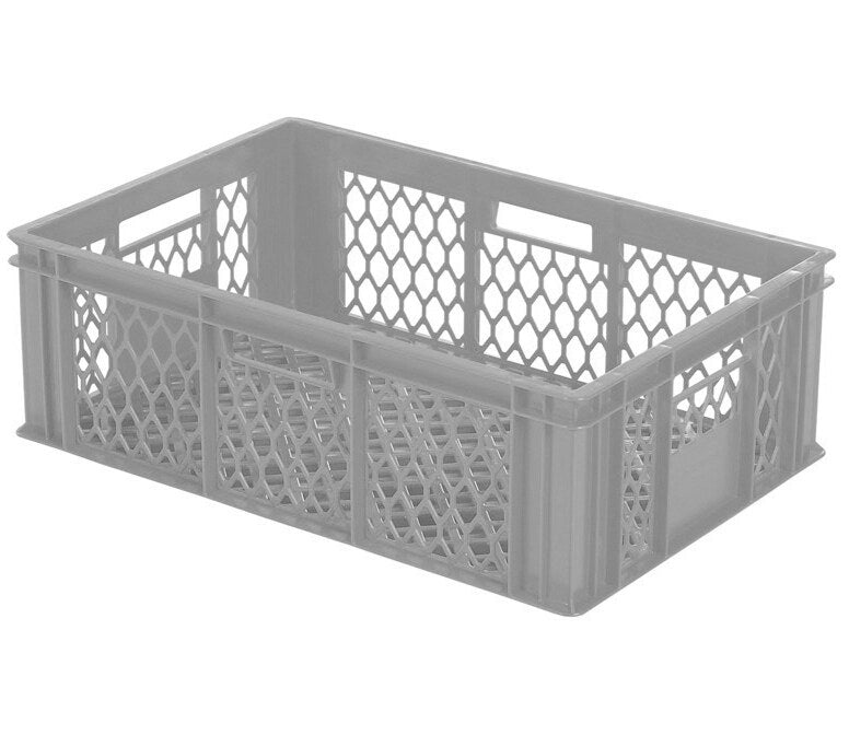 Saro BK171 bakery crate, grey perforated stacking box