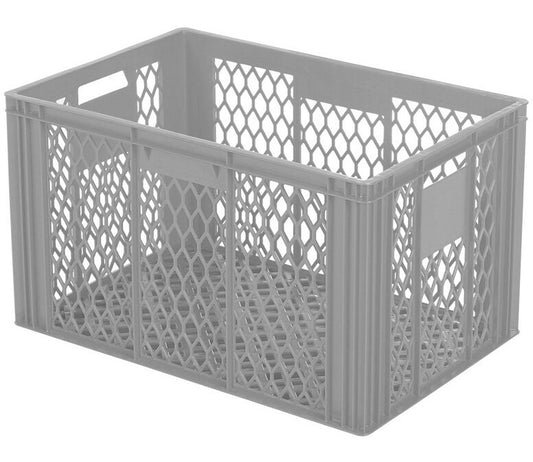 Saro BK349 bakery crate, grey perforated stacking box