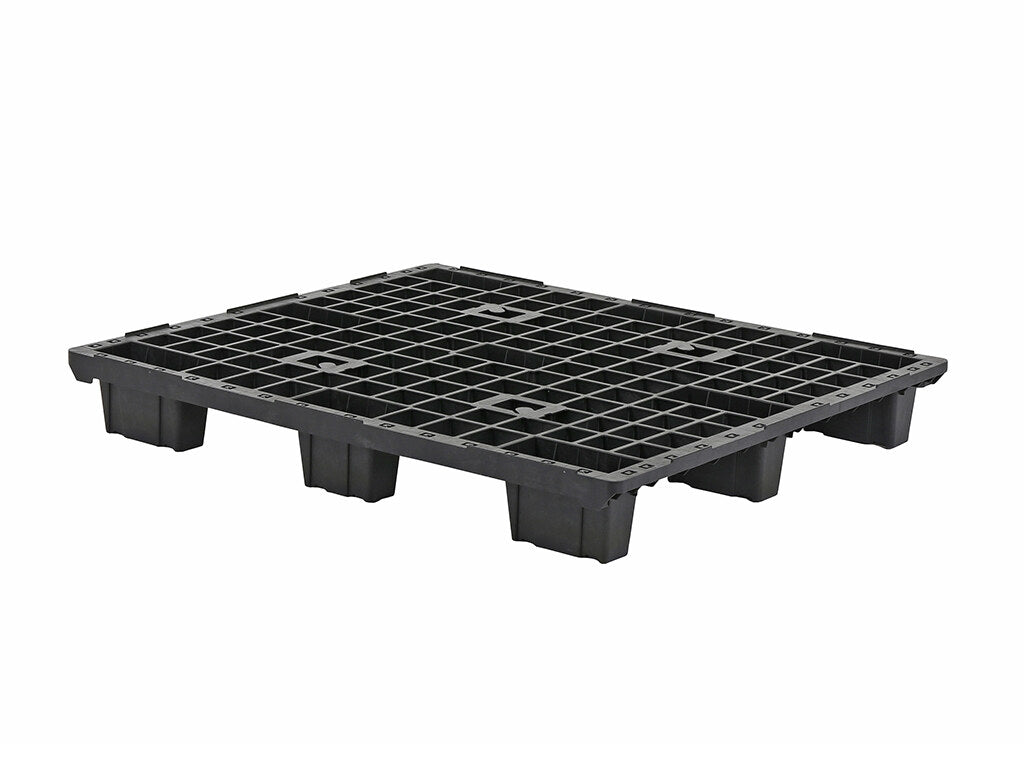 Saro KP 800 plastic pallet, black stackable export pallet