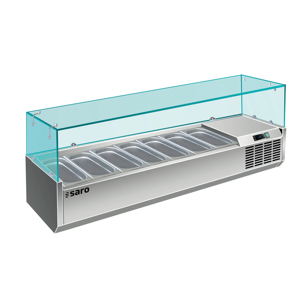 Saro VRX 1600/380 table top display, stainless steel