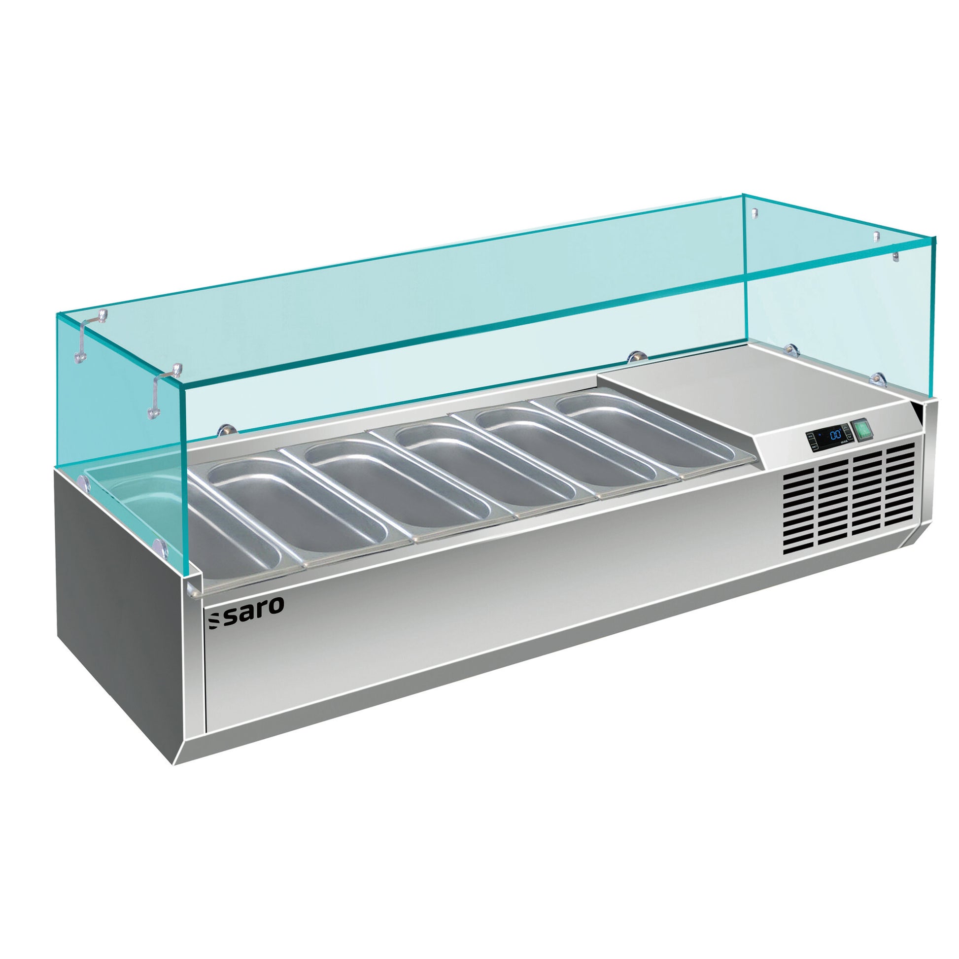 Saro VRX 1400/380 table top display, stainless steel