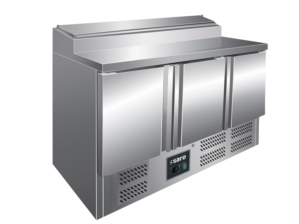 Saro FRAN prep table, three doors, stainless steel