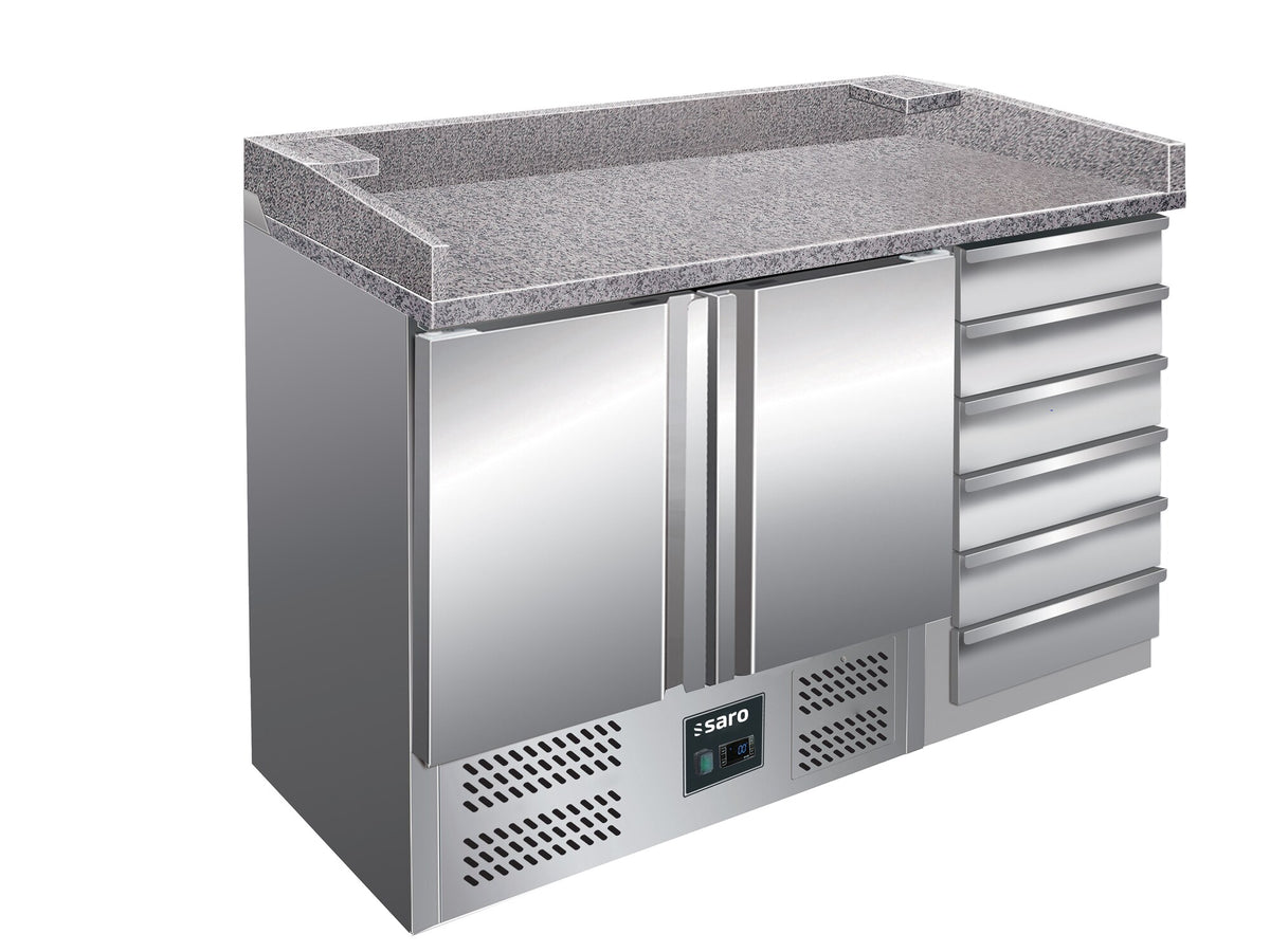 Saro PZ 9001 pizza prep table with drawers, stainless steel