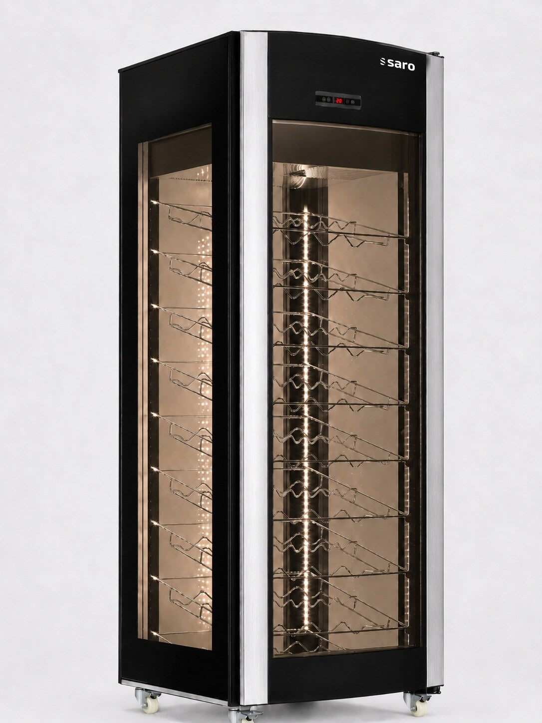 Saro WK 81 wine cooler, glass door on castors