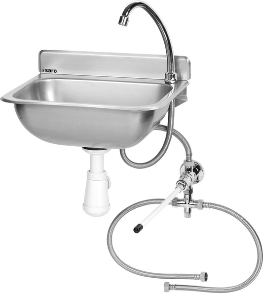 Saro ROKIA knee-operated hand basin, stainless steel