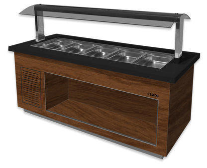 Saro SB-K 230 salad bar, walnut finish, black granite top