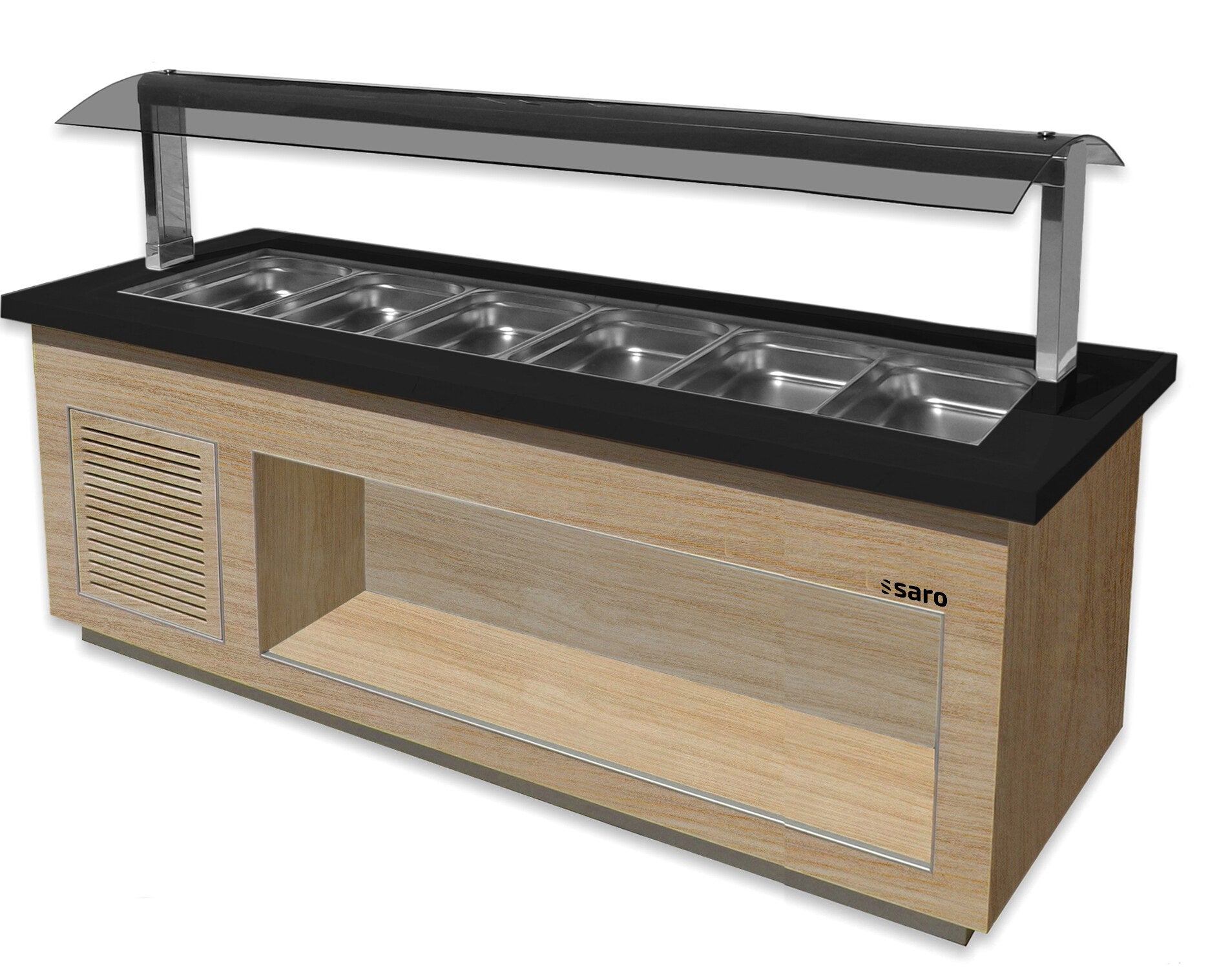 Saro SB-K 230 salad bar, oak finish, black granite top