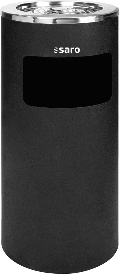 Saro AF 202 AB waste bin and ashtray, black steel