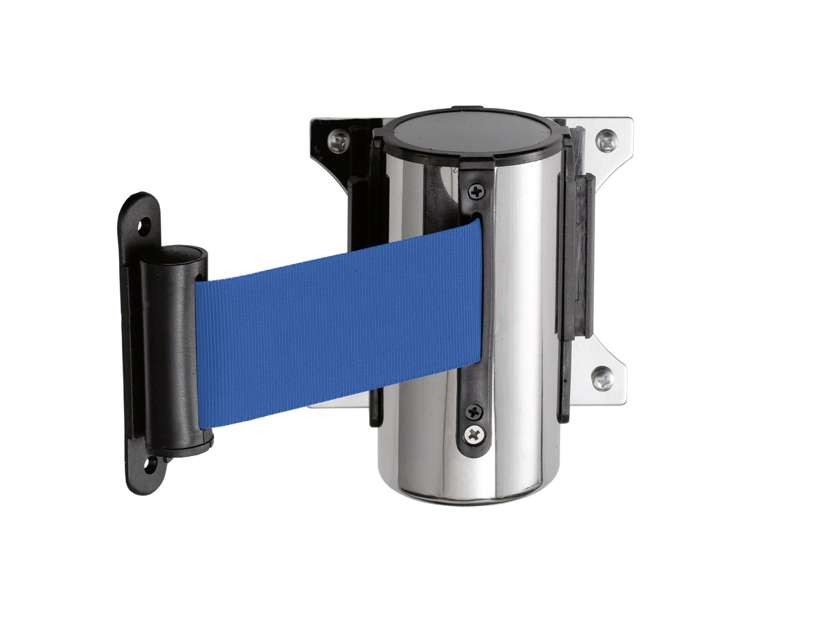 Saro PW 2 B wall mount belt barrier, blue belt
