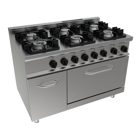 Saro E7/KUPG6LE gas cooker with electric oven, stainless steel