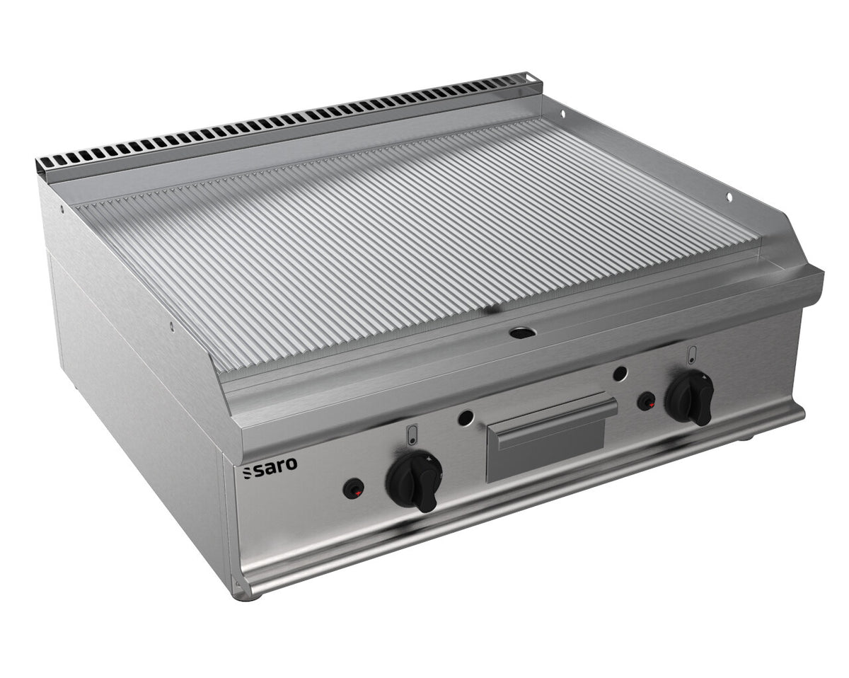 Saro E7/KTG2BBR gas griddle, grooved plate
