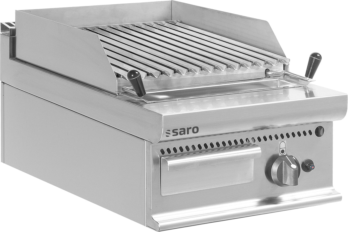 Saro E7/BS1BB gas lava rock grill, table